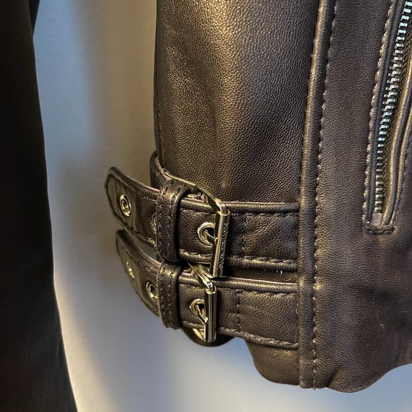 Michael Kors Black Leather Moto Jacket XS - Picture 4 of 16